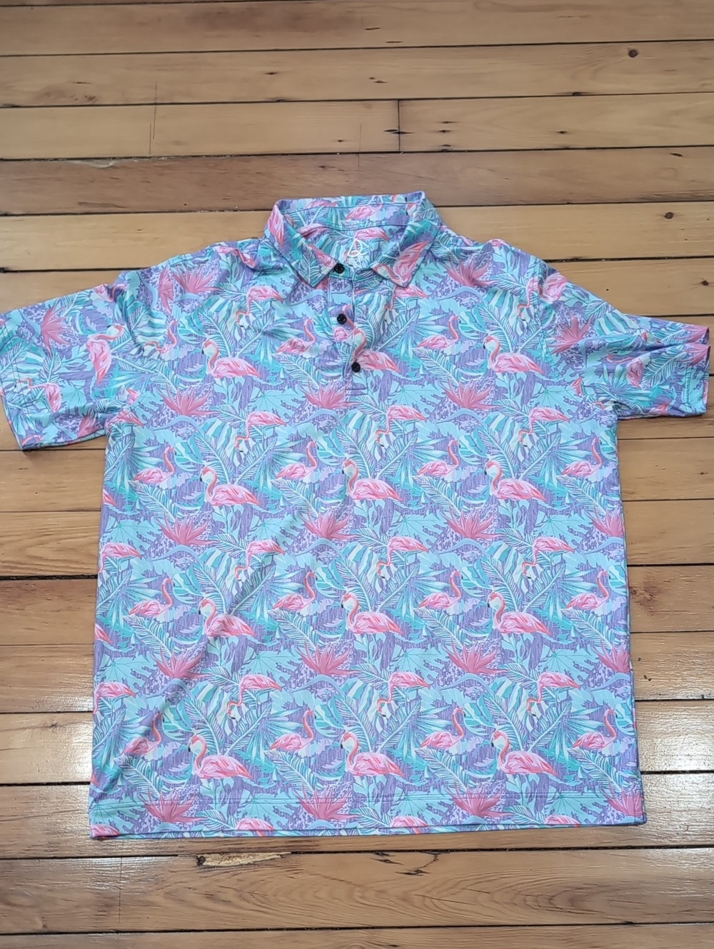 Deolax Men's Pink Flamingo Print Polo Shirt XXL